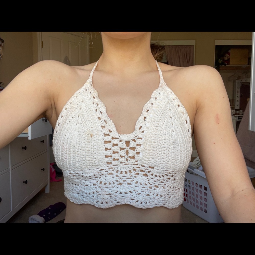 White crochet bikini top